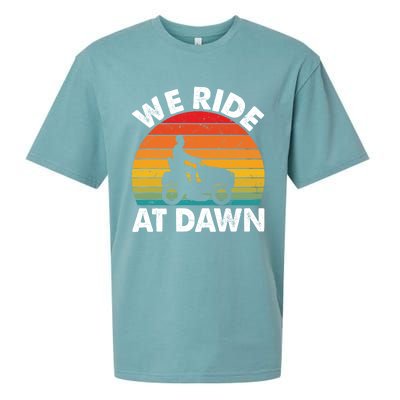 We Ride At Dawn Lawnmower Lawn Mowing Funny Dad Vintage Sueded Cloud Jersey T-Shirt