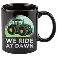 We Ride At Dawn Lawn Mower Lawn Mowing Funny Dad 11oz C Handle Ceramic Mug