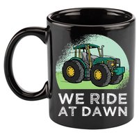 We Ride At Dawn Lawn Mower Lawn Mowing Funny Dad 11oz C Handle Ceramic Mug
