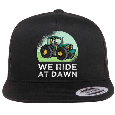 We Ride At Dawn Lawn Mower Lawn Mowing Funny Dad Flat Bill Trucker Hat