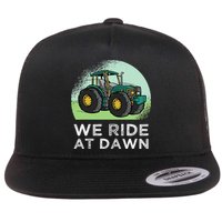 We Ride At Dawn Lawn Mower Lawn Mowing Funny Dad Flat Bill Trucker Hat