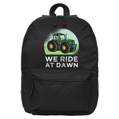 We Ride At Dawn Lawn Mower Lawn Mowing Funny Dad 16 in Basic Backpack