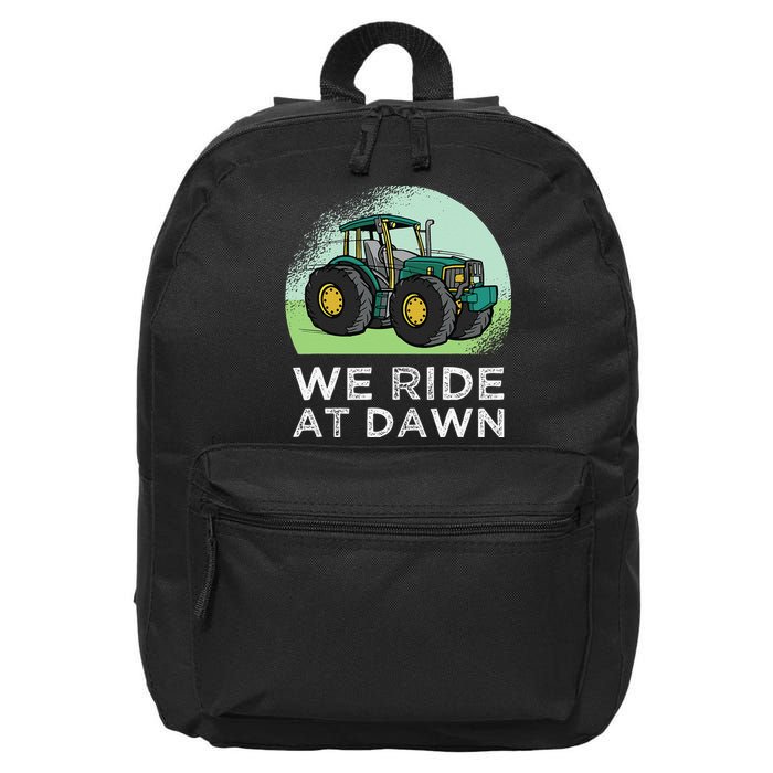 We Ride At Dawn Lawn Mower Lawn Mowing Funny Dad 16 in Basic Backpack