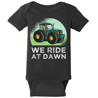 We Ride At Dawn Lawn Mower Lawn Mowing Funny Dad Baby Bodysuit