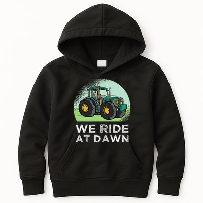We Ride At Dawn Lawn Mower Lawn Mowing Funny Dad Kids Hoodie