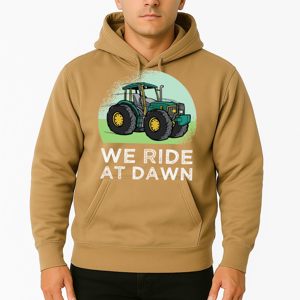 We Ride At Dawn Lawn Mower Lawn Mowing Funny Dad Hoodie