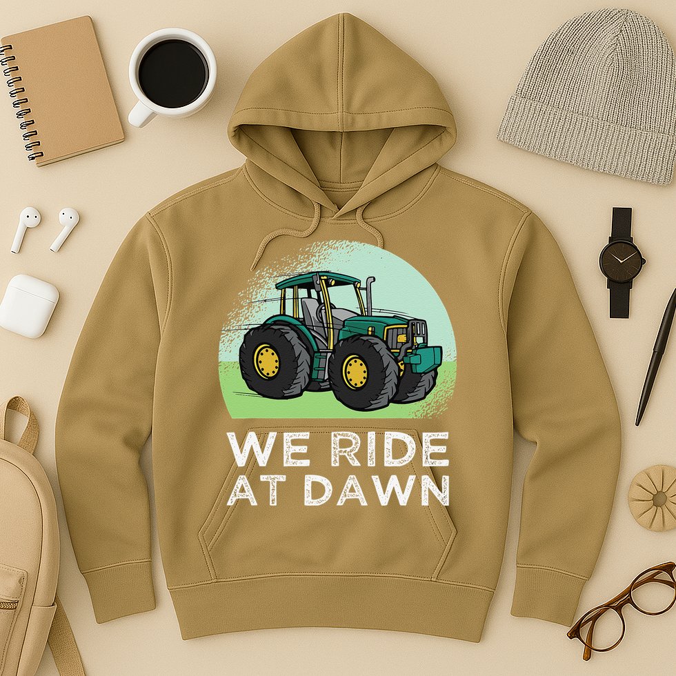 We Ride At Dawn Lawn Mower Lawn Mowing Funny Dad Hoodie