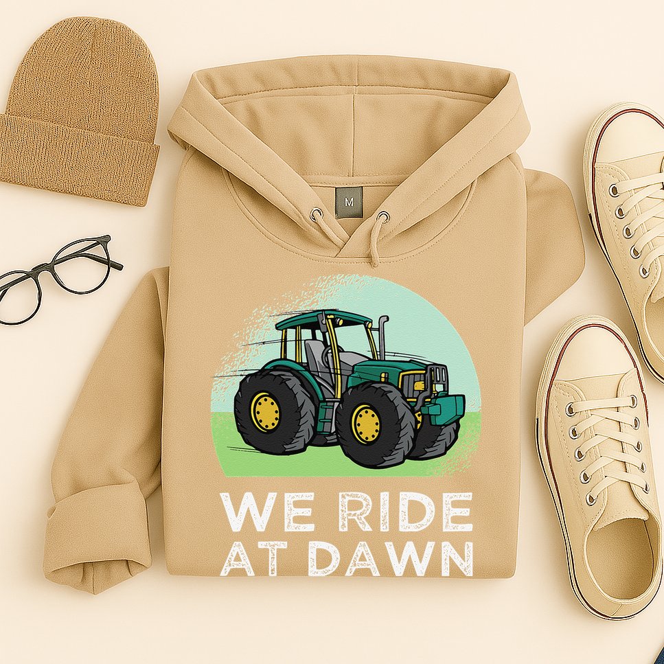 We Ride At Dawn Lawn Mower Lawn Mowing Funny Dad Hoodie