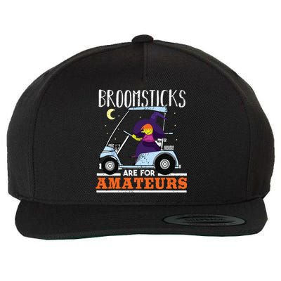 Witch Riding A Golf Cart Funny Halloween Wool Snapback Cap