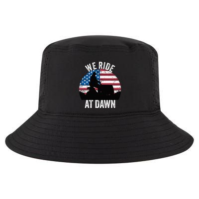We Ride At Dawn Lawnmower Lawn Mowing Funny Dad Vintage Cool Comfort Performance Bucket Hat