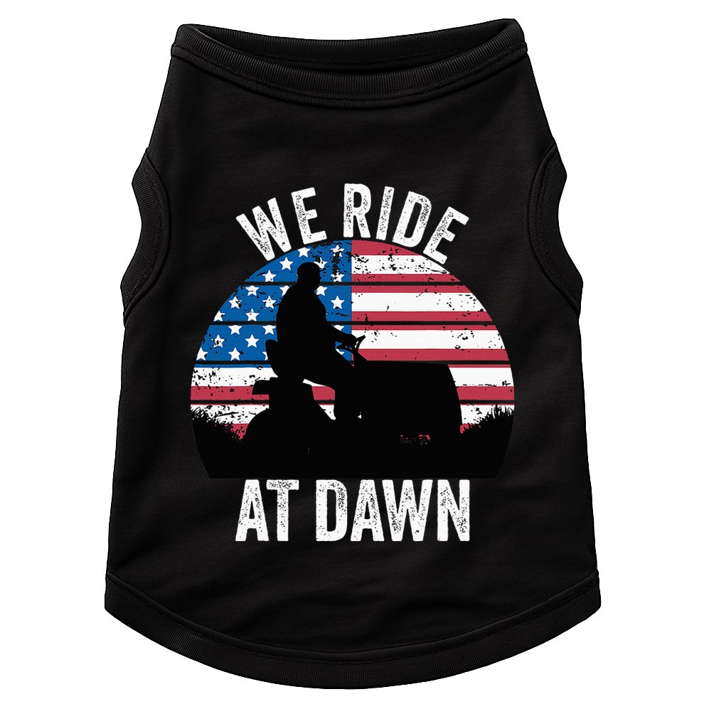 We Ride At Dawn Lawnmower Lawn Mowing Funny Dad Vintage Doggie Tank