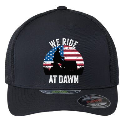 We Ride At Dawn Lawnmower Lawn Mowing Funny Dad Vintage Flexfit Unipanel Trucker Cap