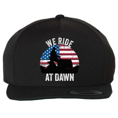 We Ride At Dawn Lawnmower Lawn Mowing Funny Dad Vintage Wool Snapback Cap