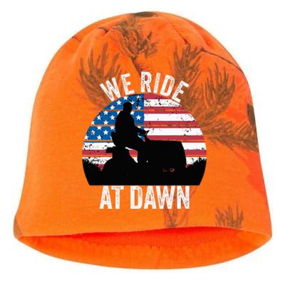 We Ride At Dawn Lawnmower Lawn Mowing Funny Dad Vintage Kati - Camo Knit Beanie