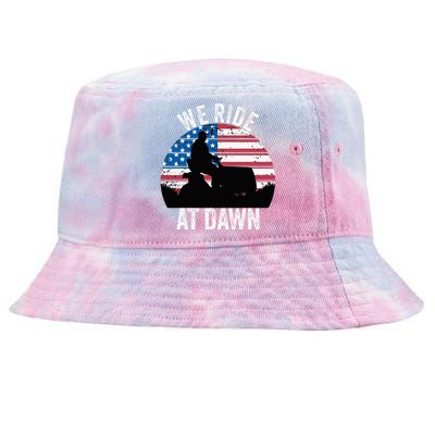 We Ride At Dawn Lawnmower Lawn Mowing Funny Dad Vintage Tie-Dyed Bucket Hat