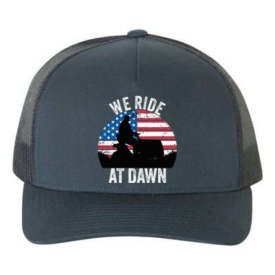 We Ride At Dawn Lawnmower Lawn Mowing Funny Dad Vintage Yupoong Adult 5-Panel Trucker Hat