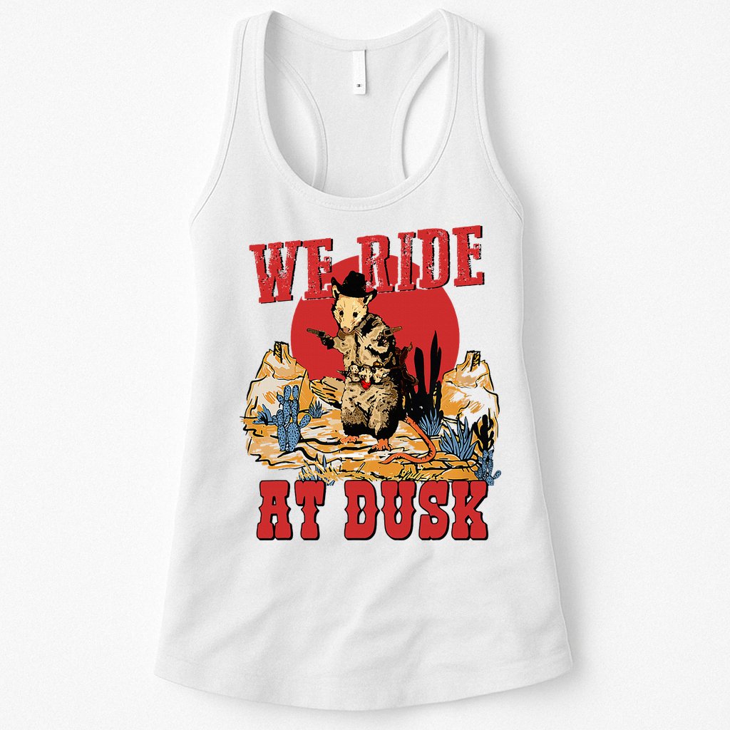 We Ride At Dusk Vintage Opossum Animal Trash Team Womens Tank Top