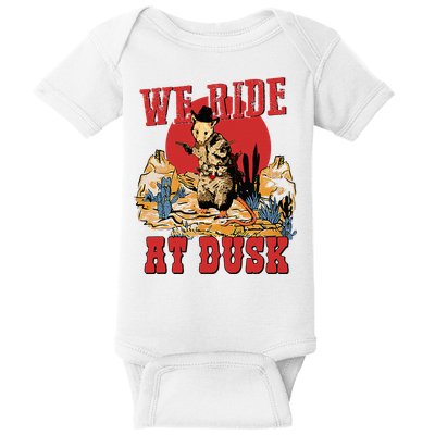 We Ride At Dusk Vintage Opossum Animal Trash Team Baby Bodysuit