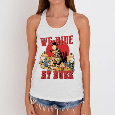 We Ride At Dusk Vintage Opossum Animal Trash Team Women's Knotted Racerback Tank