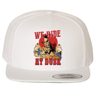 We Ride At Dusk Vintage Opossum Animal Trash Team Wool Snapback Cap