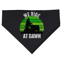 We Ride At Dawn Lawnmower Lawn Mowing Funny Dad Vintage USA-Made Doggie Bandana