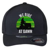 We Ride At Dawn Lawnmower Lawn Mowing Funny Dad Vintage Flexfit Unipanel Trucker Cap