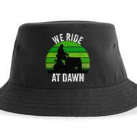 We Ride At Dawn Lawnmower Lawn Mowing Funny Dad Vintage Sustainable Bucket Hat