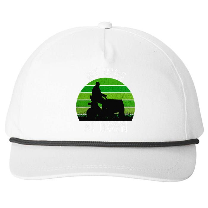 We Ride At Dawn Lawnmower Lawn Mowing Funny Dad Vintage Snapback Five-Panel Rope Hat