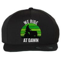 We Ride At Dawn Lawnmower Lawn Mowing Funny Dad Vintage Wool Snapback Cap