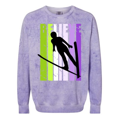 Wo Retro Alpine Ski Jumping Jumper Female Competition Meaningful Gift Colorblast Crewneck Sweatshirt