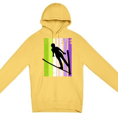 Wo Retro Alpine Ski Jumping Jumper Female Competition Meaningful Gift Premium Pullover Hoodie