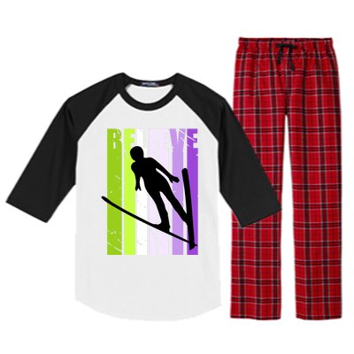 Wo Retro Alpine Ski Jumping Jumper Female Competition Meaningful Gift Raglan Sleeve Pajama Set