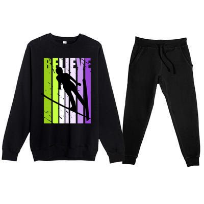 Wo Retro Alpine Ski Jumping Jumper Female Competition Meaningful Gift Premium Crewneck Sweatsuit Set