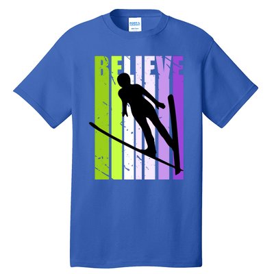 Wo Retro Alpine Ski Jumping Jumper Female Competition Meaningful Gift Tall T-Shirt