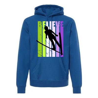 Wo Retro Alpine Ski Jumping Jumper Female Competition Meaningful Gift Premium Hoodie