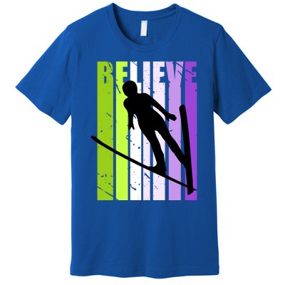 Wo Retro Alpine Ski Jumping Jumper Female Competition Meaningful Gift Premium T-Shirt