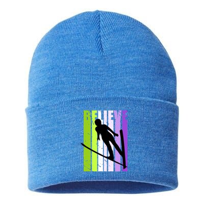 Wo Retro Alpine Ski Jumping Jumper Female Competition Meaningful Gift Sustainable Knit Beanie