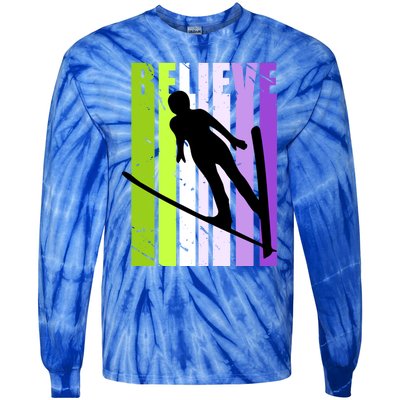 Wo Retro Alpine Ski Jumping Jumper Female Competition Meaningful Gift Tie-Dye Long Sleeve Shirt