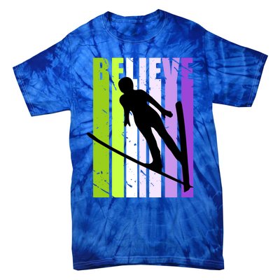 Wo Retro Alpine Ski Jumping Jumper Female Competition Meaningful Gift Tie-Dye T-Shirt