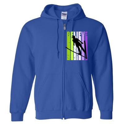 Wo Retro Alpine Ski Jumping Jumper Female Competition Meaningful Gift Full Zip Hoodie