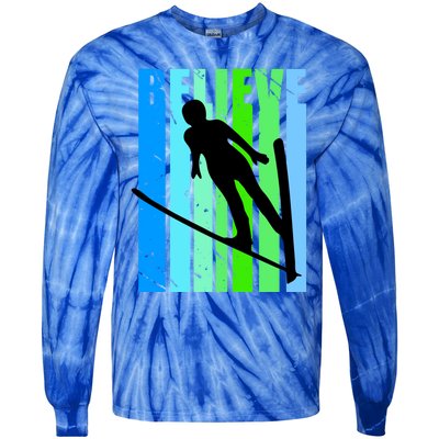 Wo Retro Alpine Ski Jumping Jumper Female Competition Funny Gift Tie-Dye Long Sleeve Shirt