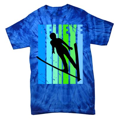 Wo Retro Alpine Ski Jumping Jumper Female Competition Funny Gift Tie-Dye T-Shirt