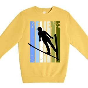 Wo Retro Alpine Ski Jumping Jumper Female Competition Gift Premium Crewneck Sweatshirt