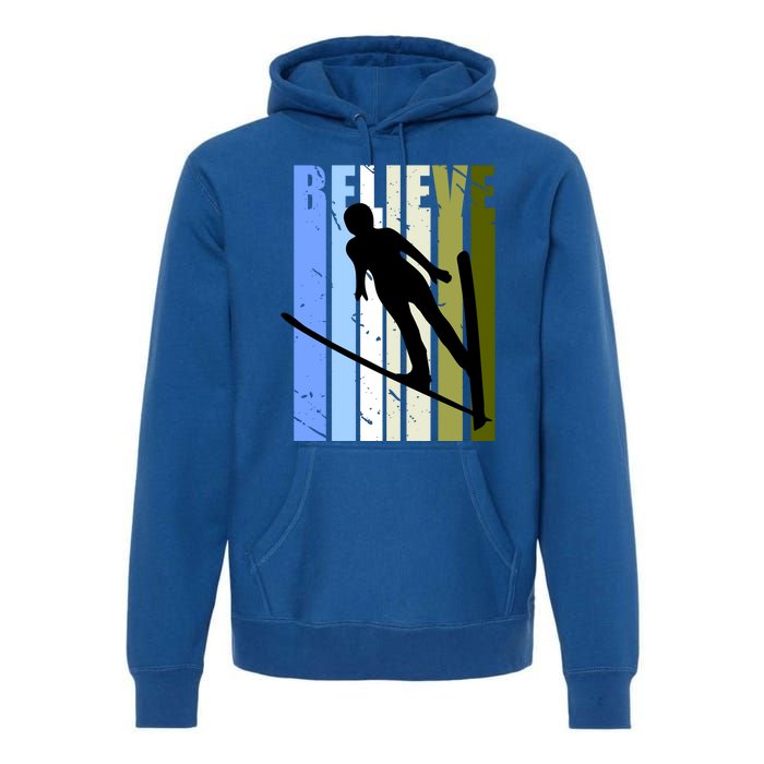 Wo Retro Alpine Ski Jumping Jumper Female Competition Gift Premium Hoodie