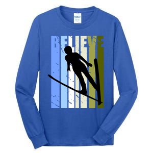 Wo Retro Alpine Ski Jumping Jumper Female Competition Gift Tall Long Sleeve T-Shirt