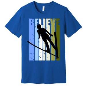 Wo Retro Alpine Ski Jumping Jumper Female Competition Gift Premium T-Shirt