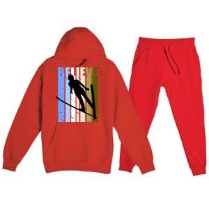 Wo Retro Alpine Ski Jumping Jumper Female Competition Gift Premium Hooded Sweatsuit Set