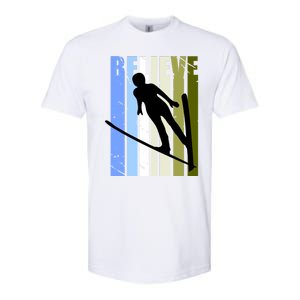 Wo Retro Alpine Ski Jumping Jumper Female Competition Gift Softstyle CVC T-Shirt