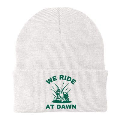 We Ride At Dawn Lawnmower Funny Fathers Day Lawn Mowing Knit Cap Winter Beanie