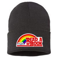 Wo Read a MF Book Reading Bookworm Funny Vintage Retro Rainbow V-Neck Sustainable Knit Beanie